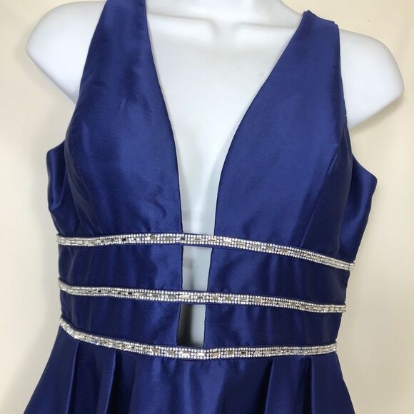 Blondie Nites By Stacy Sklar Dress Size 9 Blue Prom Rhinestone nwot - Picture 2 of 9